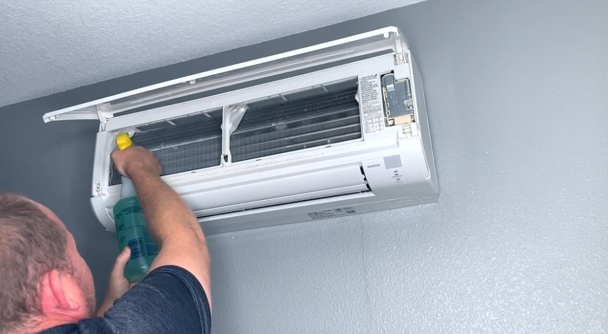 Removing mold from air conditioner unit